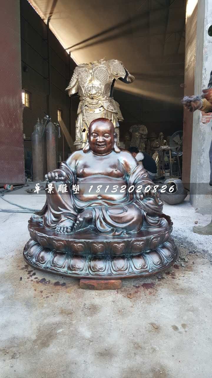 大肚彌勒佛銅雕，寺廟坐式佛像