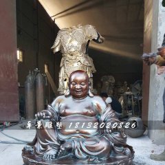 大肚彌勒佛銅雕，寺廟坐式佛像