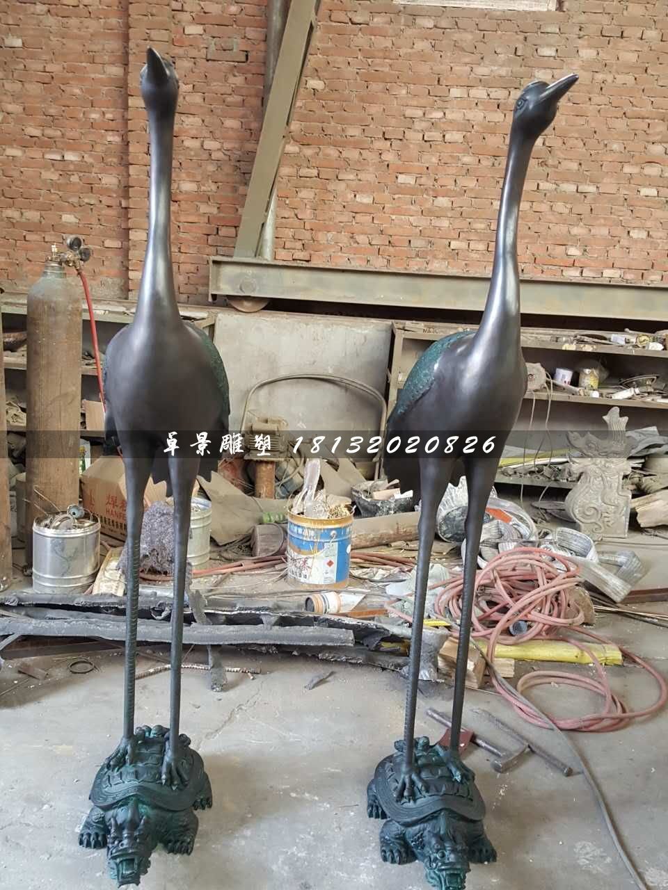 龜鶴延年銅雕，仙鶴銅雕