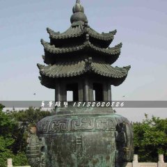 青銅香爐雕塑，寺廟香爐雕塑