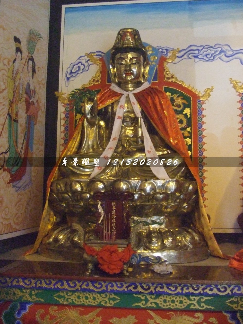 送子娘娘銅雕，寺廟神仙銅雕