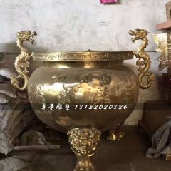 銅雕香爐，寺廟三足香爐銅雕