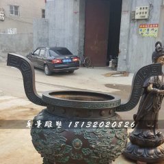香爐雕塑，寺廟三足銅香爐