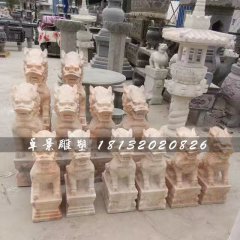 小型麒麟石雕，晚霞紅麒麟雕塑