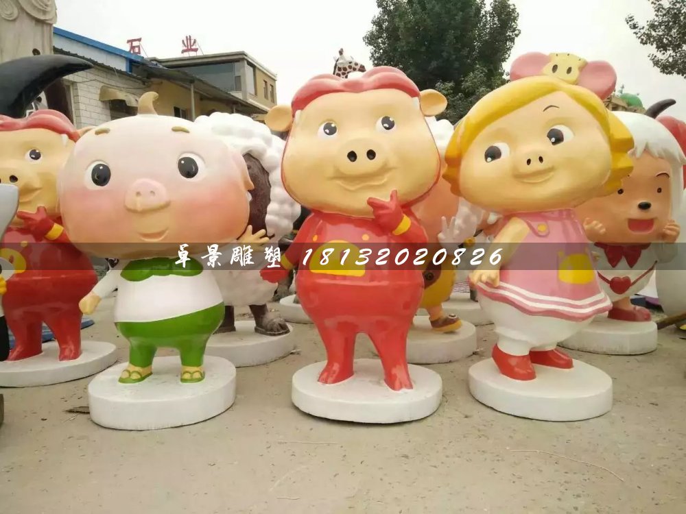 玻璃鋼卡通動(dòng)物,豬豬俠雕塑