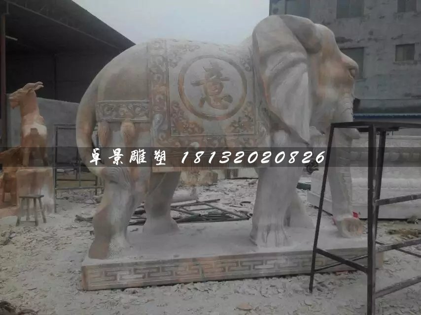 大理石吉祥如意象，石雕大象 (2)
