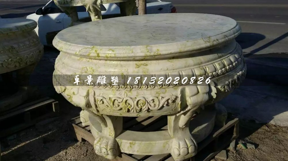 大理石圓桌，公園圓桌雕塑 (2)
