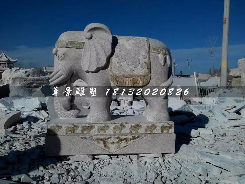大象石雕，大型動物石雕 (2)