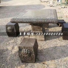 方桌方凳石雕，公園桌椅石雕