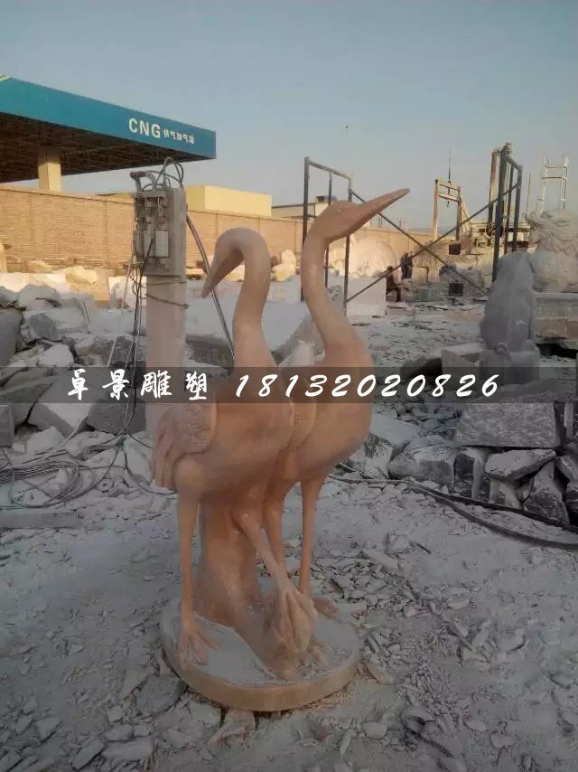 石雕仙鶴，大理石動(dòng)物雕塑 (4)