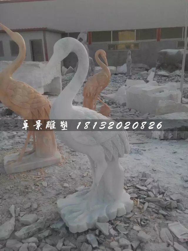 石雕仙鶴，大理石動(dòng)物雕塑 (3)