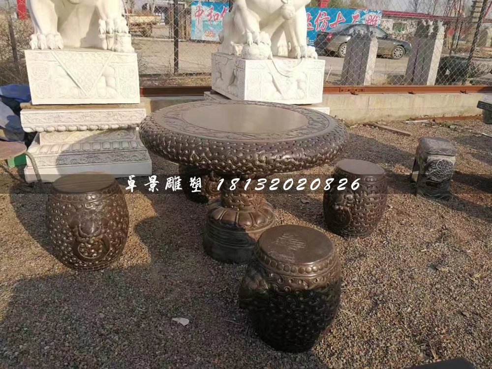 石桌椅，圓桌圓凳石雕