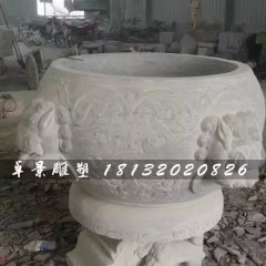 水缸石雕，大理石仿古水缸