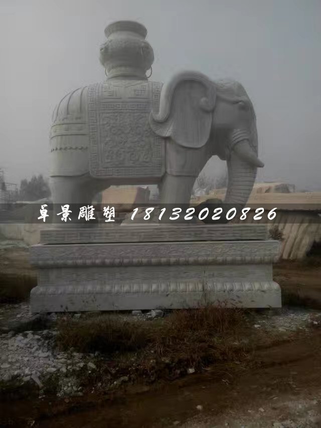 漢白玉大象石雕，馱寶大象石雕 (2)
