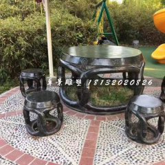 圓桌椅石雕，公園休息椅石雕