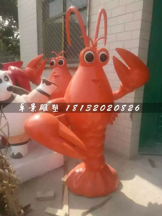 卡通大蝦雕塑，飯店標(biāo)志雕塑 (1)