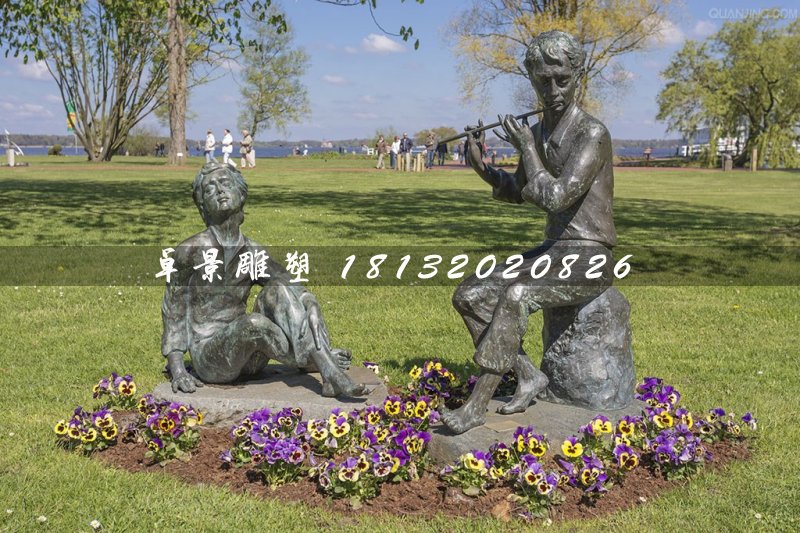 吹笛子銅雕，公園景觀銅雕