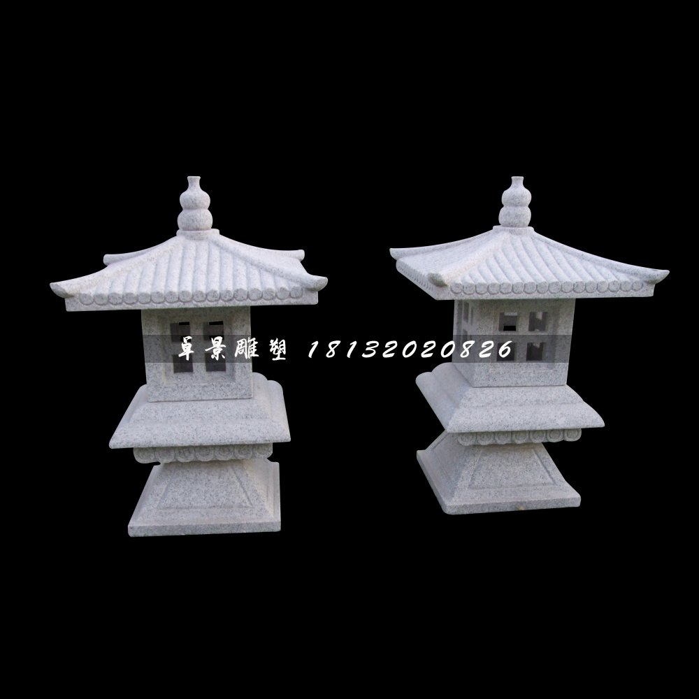 仿古宮燈石雕，公園小型石燈 (1)