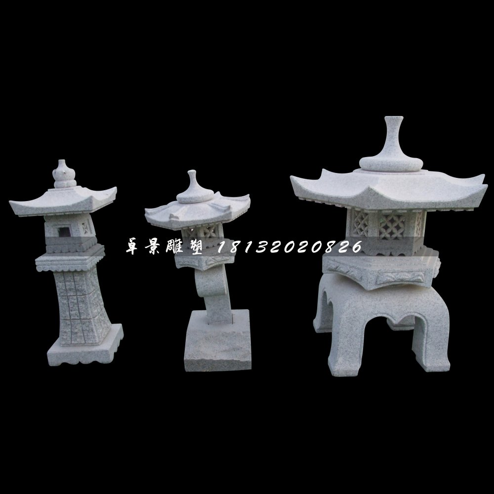 仿古宮燈石雕，公園小型石燈 (3)