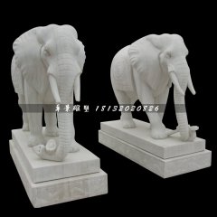 漢白玉大象石雕，動物石雕