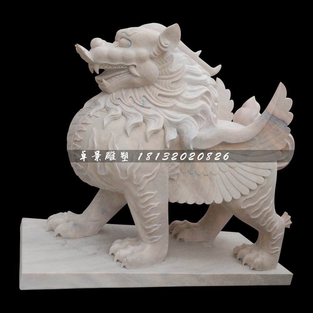 晚霞紅貔貅，古代神獸石雕 (2)