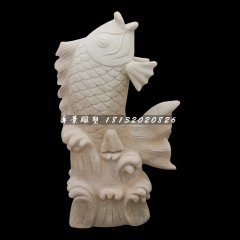 石雕噴泉魚，公園景觀石雕