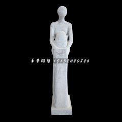 沉思的少女石雕，公園抽象人物石雕