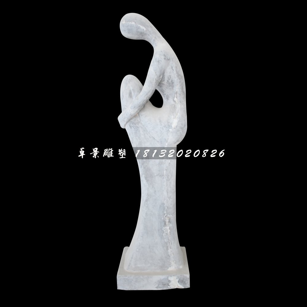 沉思的少女石雕，公園抽象人物石雕