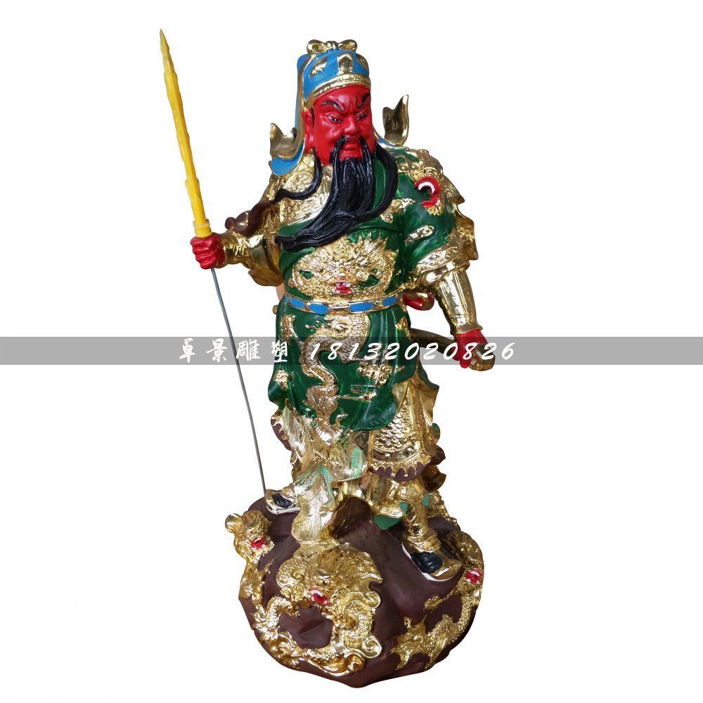 彩繪關(guān)公，玻璃鋼武財(cái)神雕塑