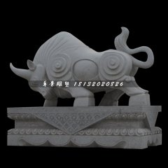 大理石牛雕塑，拓荒牛石雕