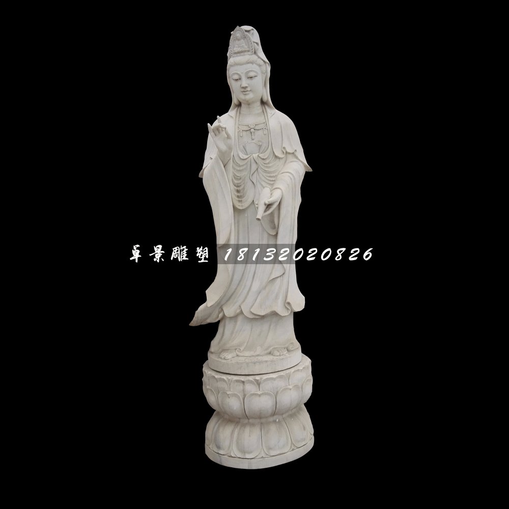立式佛像，大理石觀音菩薩 (1)
