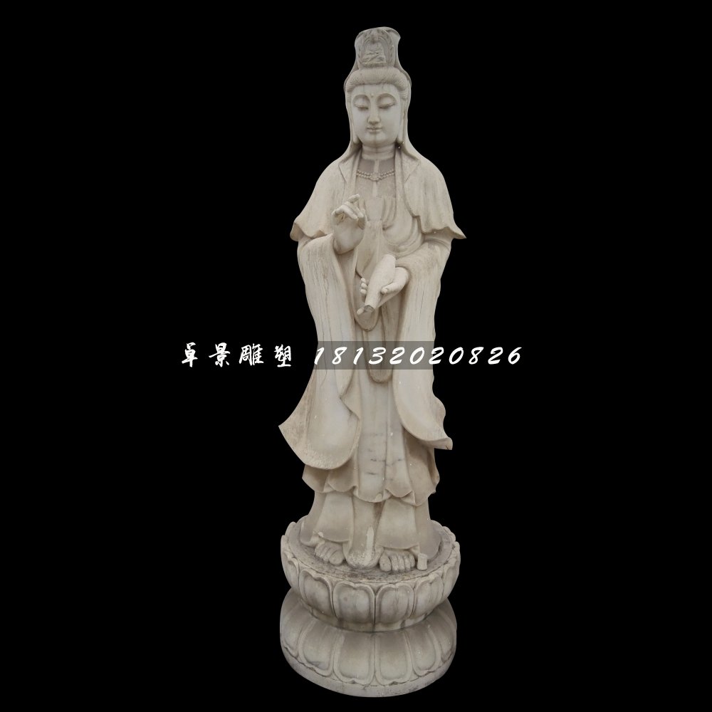 立式佛像，大理石觀音菩薩 (2)