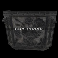 花盆石雕，青石仿古花盆
