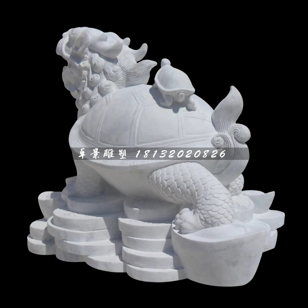 龍龜石雕，漢白玉神獸雕塑