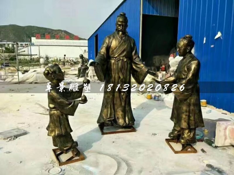 孔融讓梨雕塑，玻璃鋼仿銅人物 (2)
