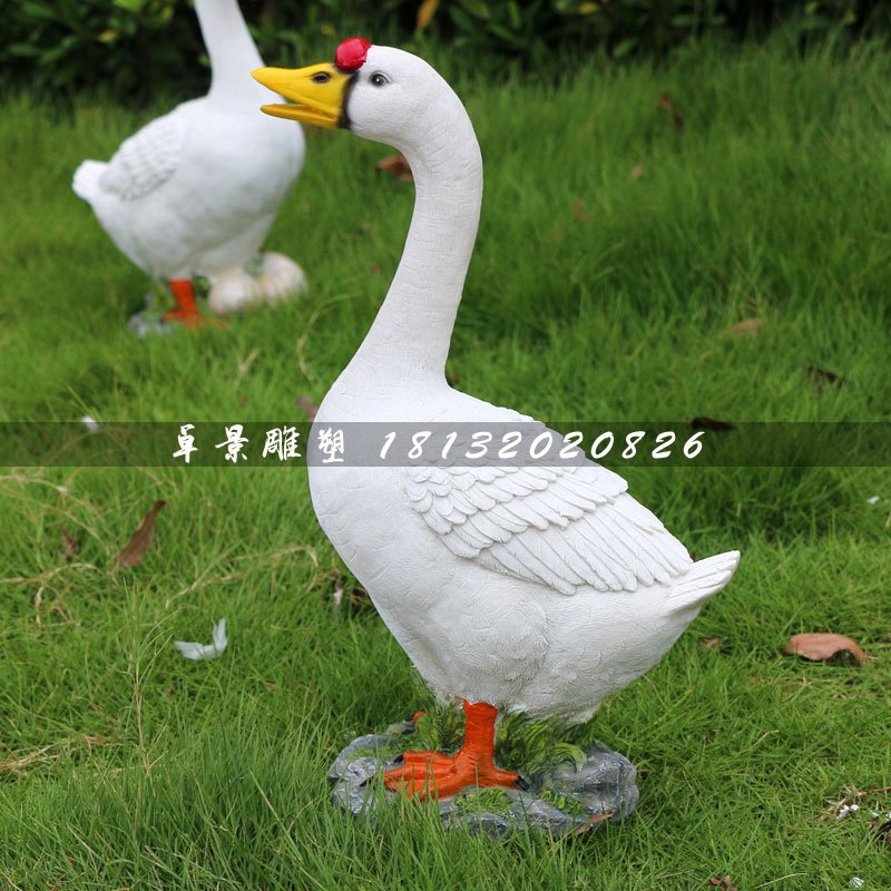 白鵝雕塑，玻璃鋼仿真動物雕塑 (2)