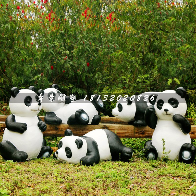 公園大熊貓雕塑，玻璃鋼動(dòng)物雕塑 (3)
