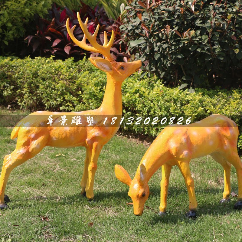 公園動物雕塑，玻璃鋼梅花鹿雕塑