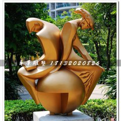 背對(duì)背看書雕塑，不銹鋼抽象人物