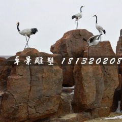 仿真仙鶴雕塑，玻璃鋼動物雕塑