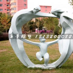 抽象人物石雕，公園天倫之樂(lè)石雕