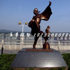 聞雞起舞銅雕，古代人物銅雕