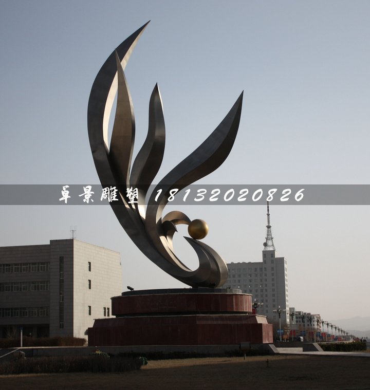抽象鳳凰雕塑，不銹鋼廣場雕塑