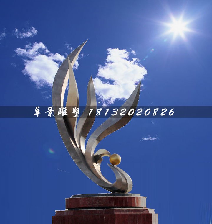 抽象鳳凰雕塑，不銹鋼廣場雕塑 (2)
