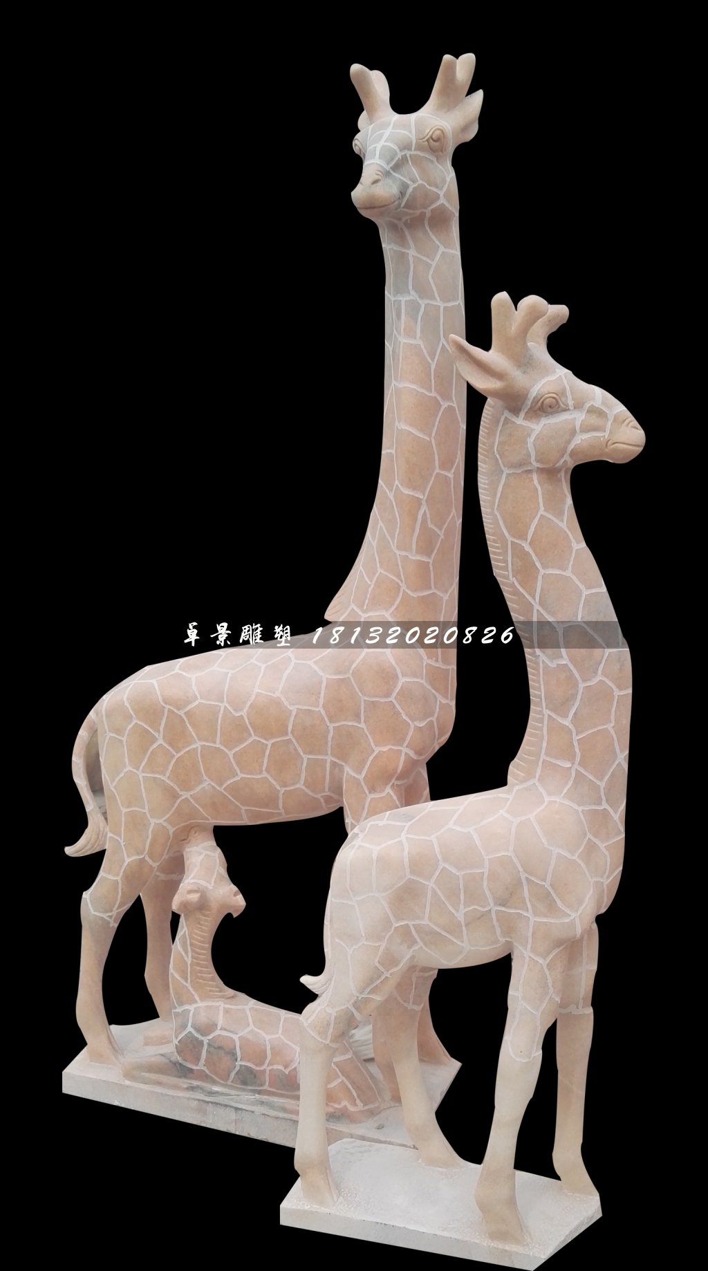 晚霞紅長(zhǎng)頸鹿石雕，公園動(dòng)物石雕 (4)