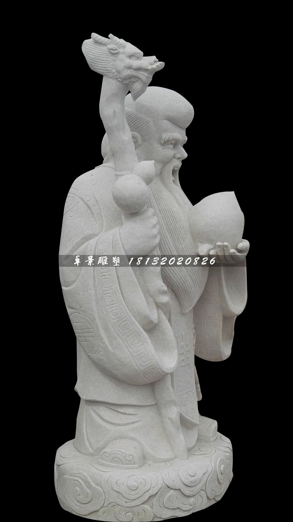 南極仙翁石雕，漢白玉神仙雕塑 (1)