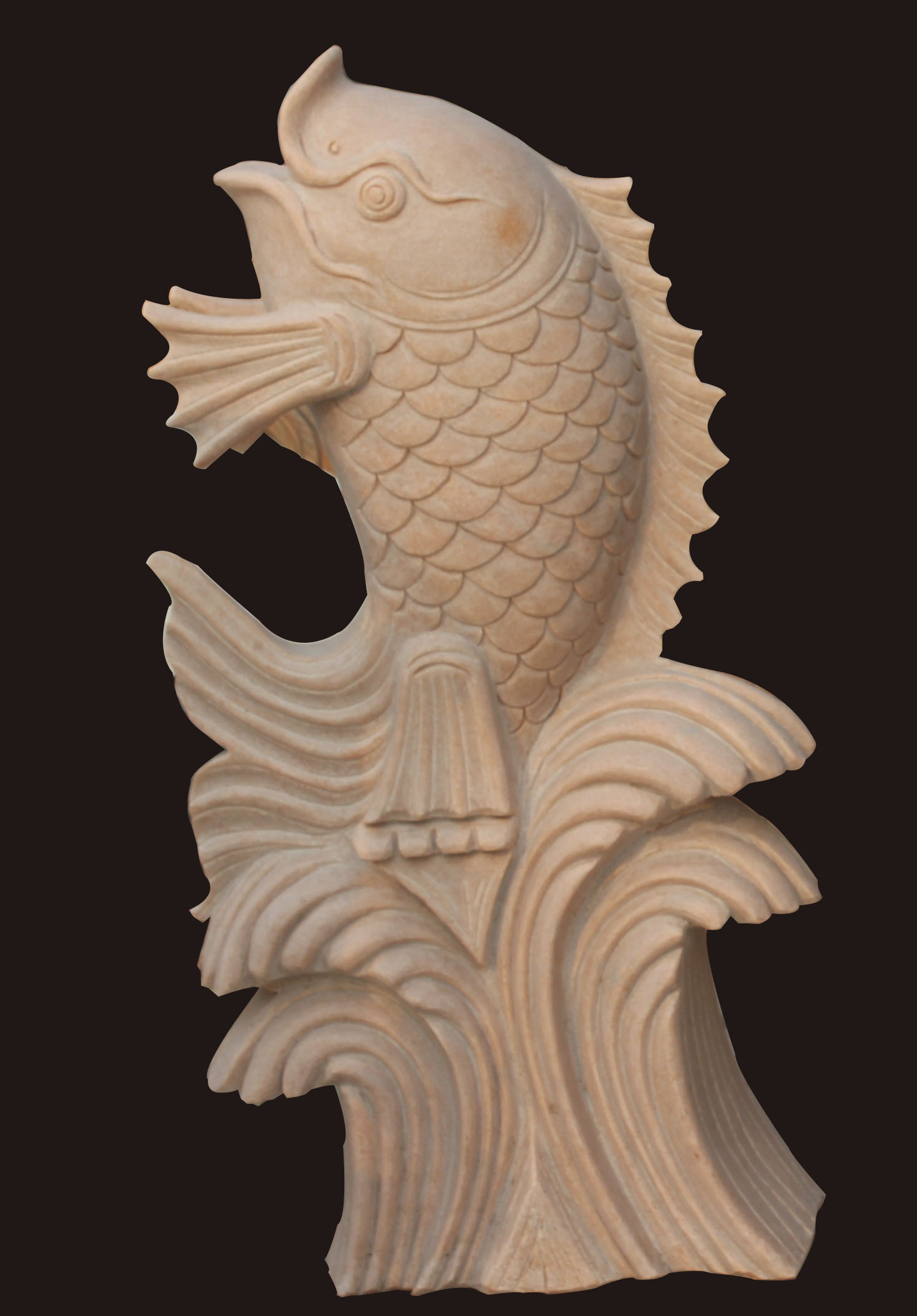 石雕噴泉，石雕魚(yú)噴泉