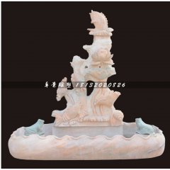 石雕噴泉，連年有魚(yú)石雕噴泉