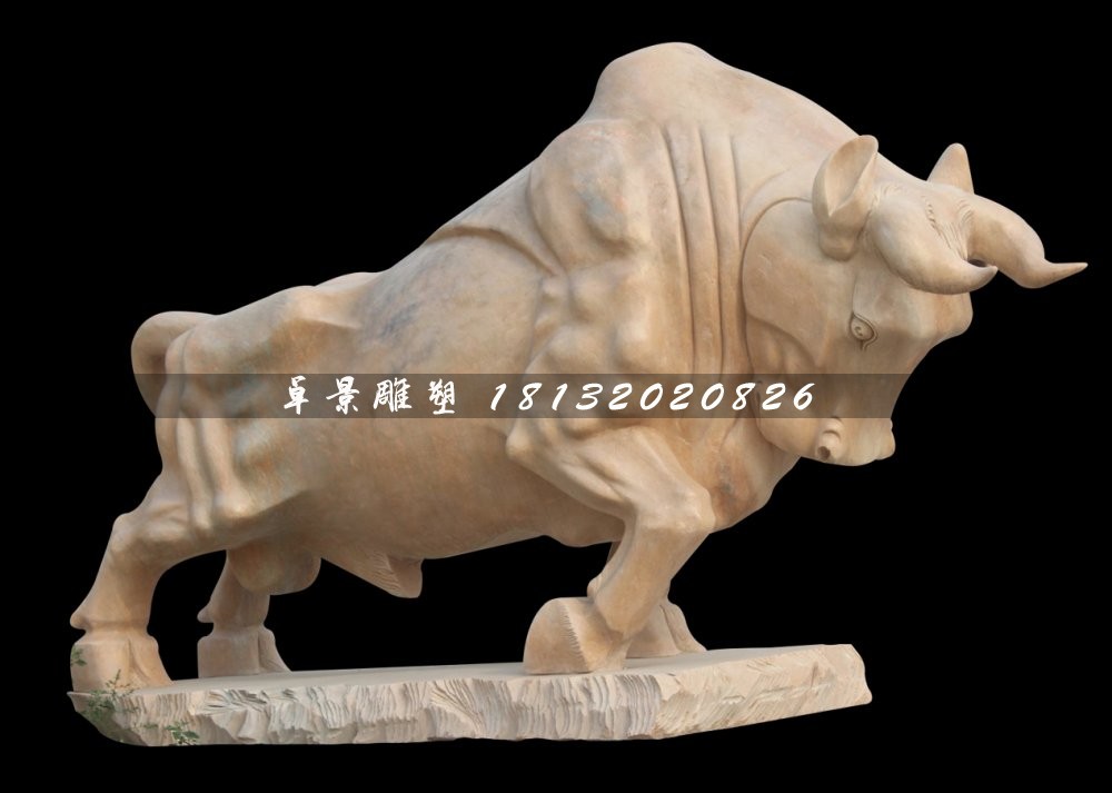 石雕牛，拓荒牛石雕，晚霞紅牛雕塑