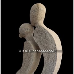 親吻石雕，花崗巖抽象人物雕塑